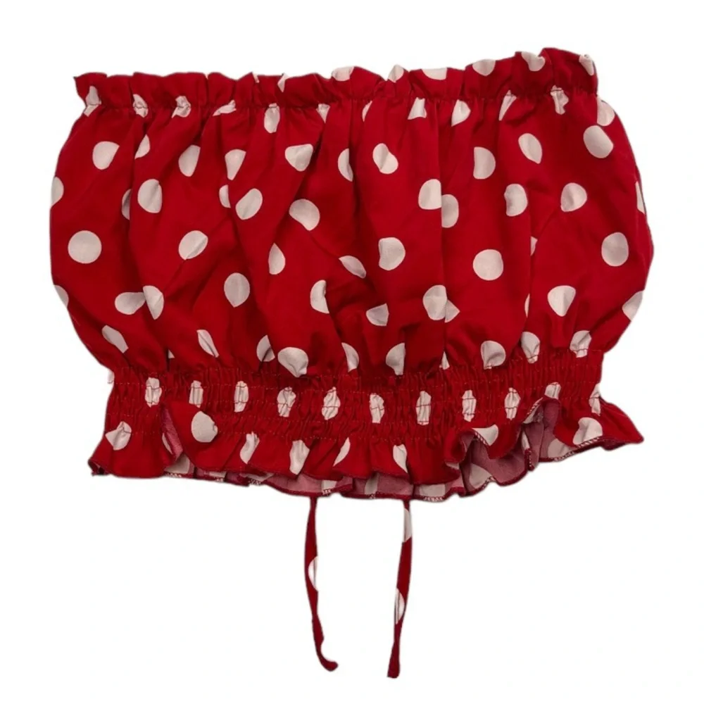 SHEIN size medium red crop top with white spots in perfect condition shirt! - Picture 2 of 8